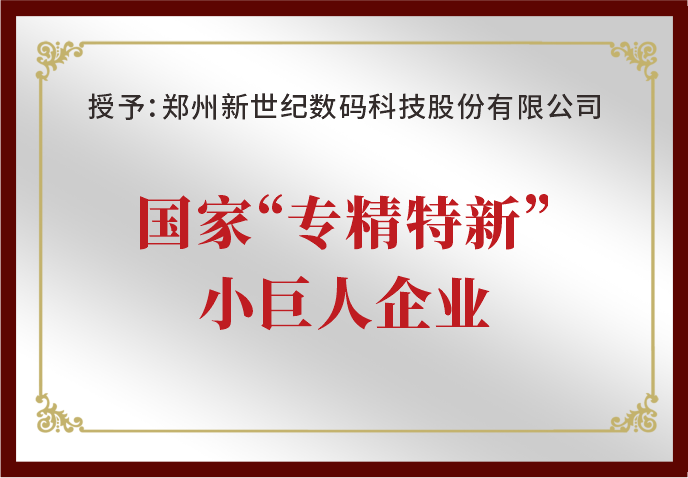鄭州新世紀(jì)榮獲國家“專精特新”小巨人企業(yè)榮譽